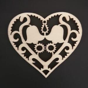 AMADEA Dřevěná ozdoba srdce s květinami 8 cm