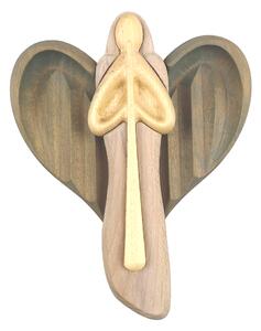 AMADEA Dřevěný anděl s flétnou, barevný, masivní dřevo, 22x15x2 cm