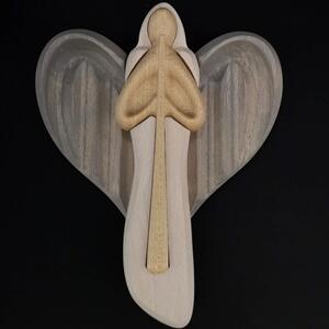 AMADEA Dřevěný anděl s flétnou, barevný, masivní dřevo, 22x15x2 cm
