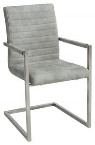 Moderní šedá jídelní židle Imperial z ekokůže s opěrkami s dekorativním potahem s kovovou konstrukcí 91 cm