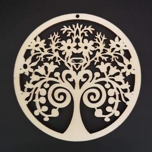 AMADEA Dřevěná ozdoba strom v kolečku 10 cm