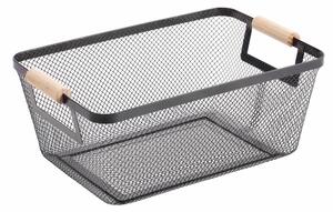 BISK Erga Plain, drátěný košík na kosmetiku 335x228x130 mm, černá matná-hnědá, ERG-08565