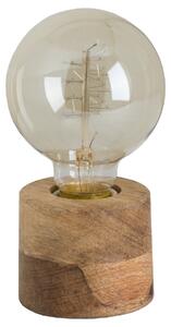 Designová kulatá malá hnědá stolní lampa Monol z masivního dřeva 7 cm