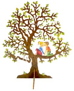 AMADEA Dřevěný 3D strom s dětmi, barevný, výška 20 cm