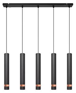 LED Lustr na lanku TUBA 5xGU10/6,5W/230V černá/měděná
