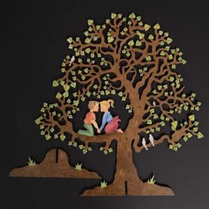 AMADEA Dřevěný 3D strom s dětmi, barevný, výška 20 cm