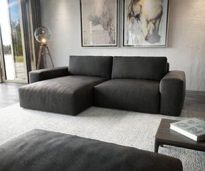 DELIFE Rohová pohovka Lanzo XL 270x180 cm koženka vintage antracitová variabilní lenoška s taburetem