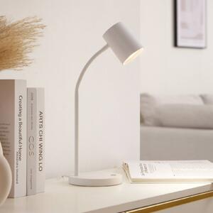 Stolní lampa Lindby Radka, bílá, plast, GU10, ohebné rameno