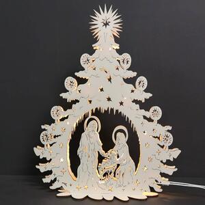AMADEA Dřevěný svítící portál strom vánoční s betlémem, 46x36x10 cm