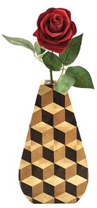 AMADEA Dřevěná váza mozaika, masivní dřevo - spárovka ze tří dřevin, výška 23 cm