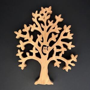 AMADEA Dřevěný strom se sovou, masivní dřevo, výška 17x20,5x2 cm