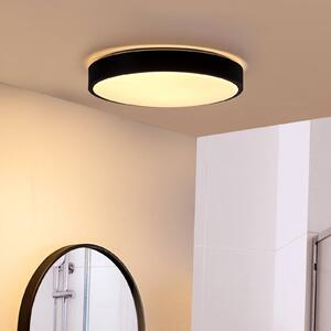 Lindby LED stropní svítidlo Medon, Ø 38 cm, černá, IP44, kov, Černá, Koupelna, kov, Moderní