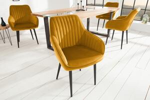 Retro stylové křeslo Null 84cm hořčičné s područkami