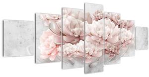 Obraz - Růžové květy na zdi (210x100 cm)