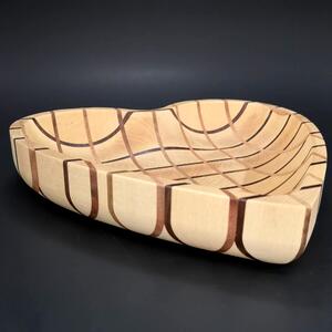 AMADEA Dřevěná miska mozaika ve tvaru srdce, masivní dřevo, 3 druhy dřevin, 25x25x4,5 cm