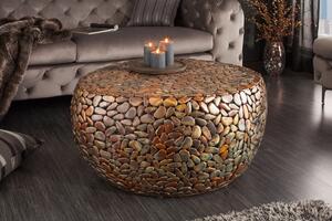 Industriální kulatý konferenční stolek Riverstone z kovu měděné barvy 72 cm