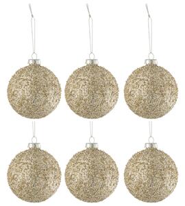 Set šesti zlatých skleněných vánočních ozdob J-line Pia 8 cm