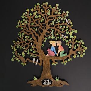 AMADEA Dřevěný strom s dětmi, barevná závěsná dekorace, výška 22 cm
