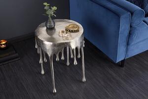 Art-deco jedinečný příruční stolek Bellair ve stříbrné barvě kulatého tvaru 37cm
