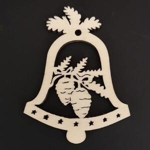AMADEA Dřevěná ozdoba zvonek se šiškami 9 cm