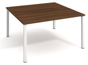 Dvojstůl pracovní rovný 140×160 cm - Hobis Uni USD 1400 Dekor stolové desky: bílá, Barva nohou: Stříbrná