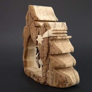 AMADEA Dřevěný betlém s kůrou, masivní dřevo,13x10x3 cm
