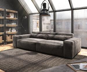 DELIFE Pohovka XL Sirpio 270x130 cm mikrovlákno khaki hnědá s taburetem
