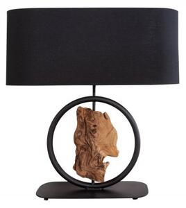 Moderní černá stolní lampa Elements s dřevěnými prvky 58cm