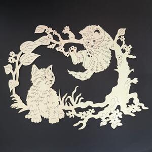 AMADEA Dřevěná dekorace koťátka 60 cm