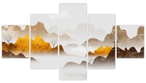 Obraz - Hory v mlze (125x70 cm)