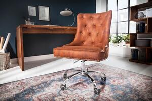 Chesterfield otočné křeslo Modern Secretary v hnědé barvě na kolečkách