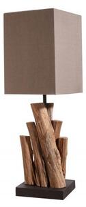 Koloniální stolní lampa Pure Nature s hnědým hranatým stínítkem 45cm