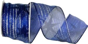Vánoční stuha organzová BLUE STARS 40mm x 2m (14,-Kč/m)