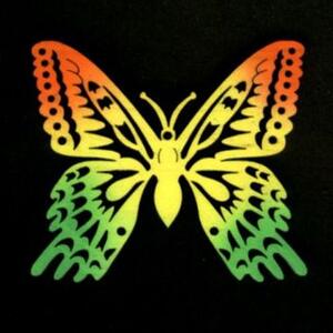 AMADEA Dřevěná dekorace motýl barevný 8 cm