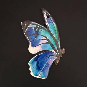 AMADEA Dřevěná dekorace motýl modrý 9 cm