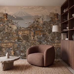 Fototapeta Krajina s horou a jezerem, Fototapety s japonskou zahradou, Populární fototapety - Tapeko.co.cz