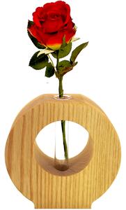 AMADEA Dřevěná váza kulatá s otvorem, masivní dřevo, výška 11 cm