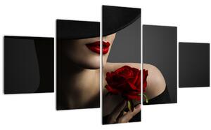 Obraz - Žena s růží (125x70 cm)