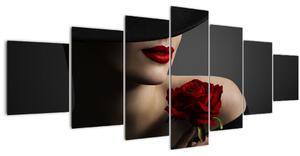 Obraz - Žena s růží (210x100 cm)