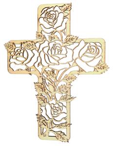 AMADEA Dřevěný kříž s motivem růže 20 cm