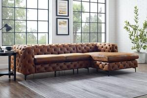Chesterfield rohová sedačka Modern Barock v antické hnědé barvě na nožičkách 275