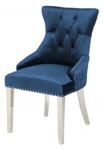 Zámecká chesterfield židle Eleanor v modré barvě ze sametu 97cm
