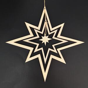 AMADEA Dřevěná ozdoba 3D hvězda 17 cm