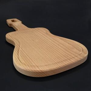 AMADEA Dřevěné prkénko servírovací s drážkou ve tvaru kytary, masivní dřevo, 42x20x2 cm