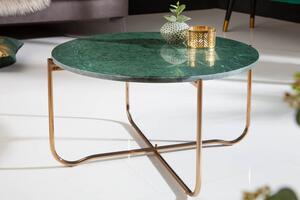 Art-deco kruhový konferenční stolek Noble zelené barvy z mramoru 62cm