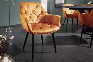 Retro designové čalouněné oranžové křeslo Milano s područkami 84cm