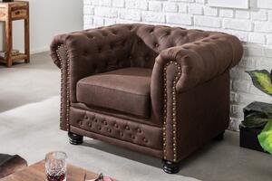 Chesterfield stylové hnědé křeslo Loungrre s vkusným prošíváním 105cm