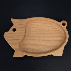AMADEA Dřevěná miska ve tvaru prasete, masivní dřevo, rozměr 20x12,50x2 cm