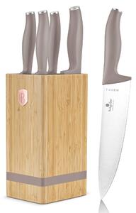 Sada nožů se stojanem BAMBOO 6 ks Taupe Collection