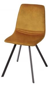 Industriální moderní židle Hartlepool Mustard se sametovým potahem a kovovými nožičkami 83cm